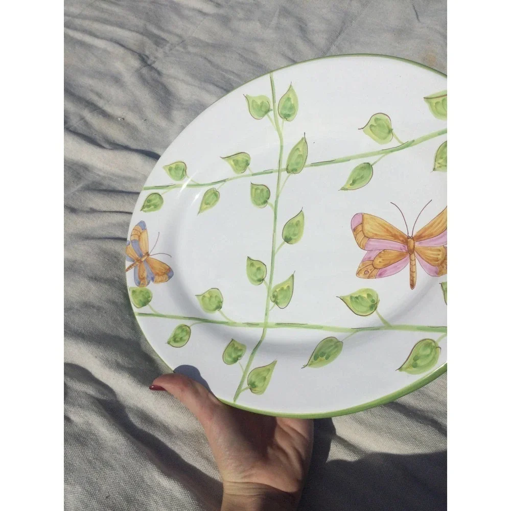 11” spring platter Easter butterfly dinner party gathering green Italy‎ Italian